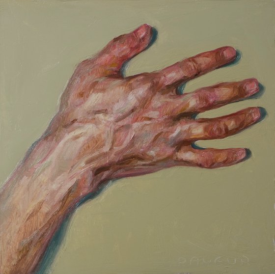 right hand on a green background