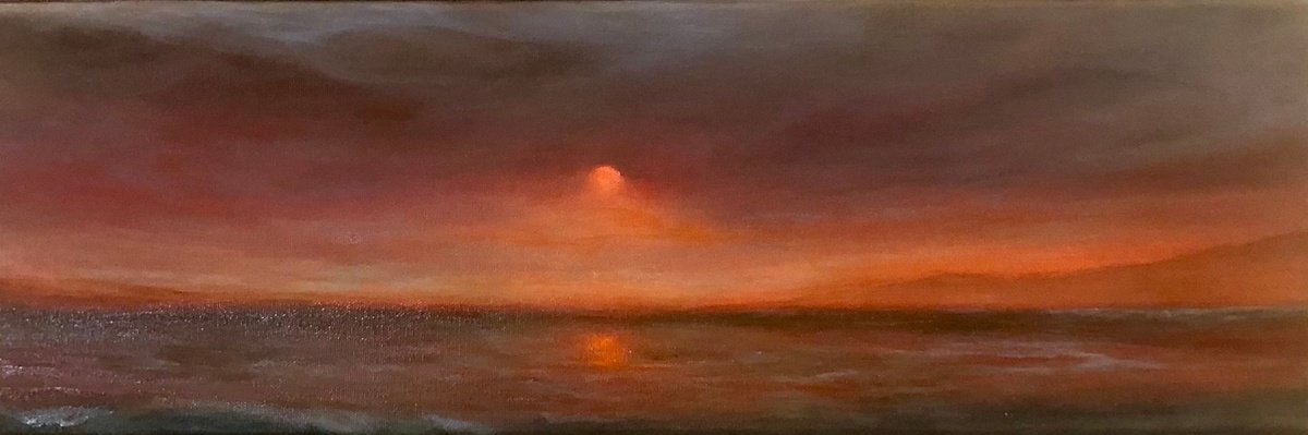 Impressionistic Landscape Oil Painting By Tamara Bettencourt, 24 X 8", Let The Light Shine Through, Original Artwork