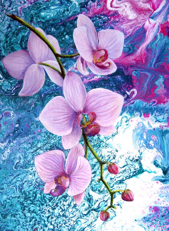 Psychodelic pink orchid flower