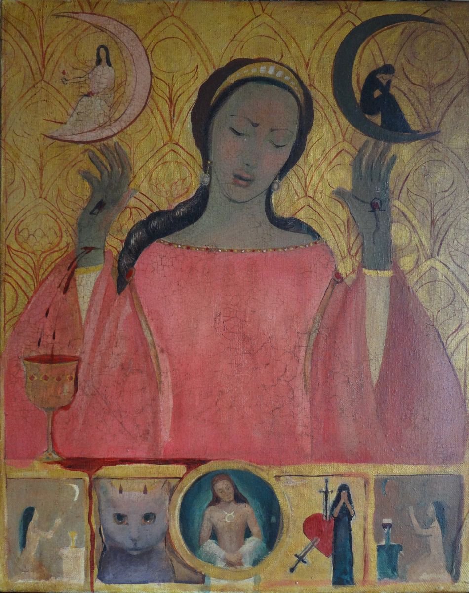 Naive Oil Painting , Iconography Of Love Torments By Fosco Culto, 16 X 20, Artwork For Sale On Artfinder