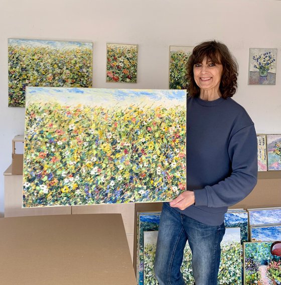 Blooming field in summer