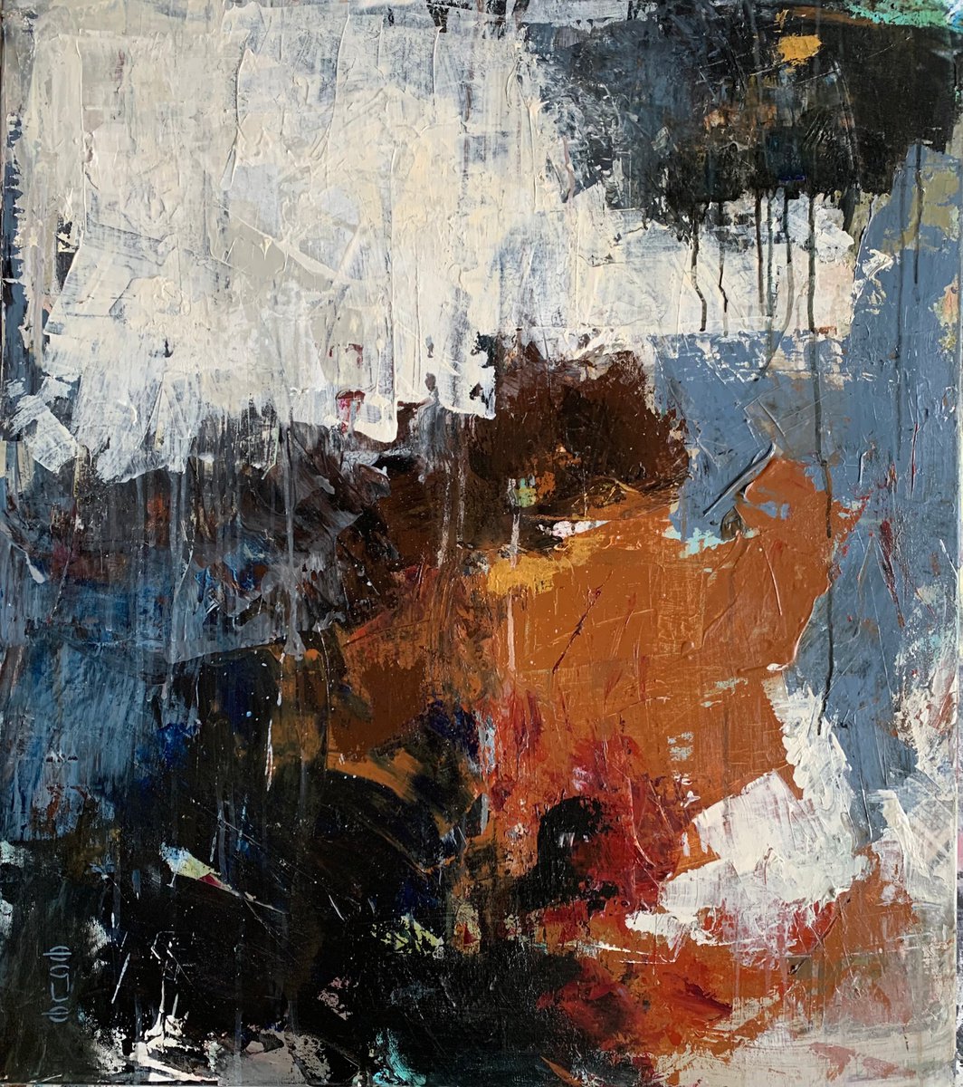 Abstract Acrylic Painting By Egle Kurlianskaite, 35 X 37, Soothing Autumn Beauty, Original Artwork