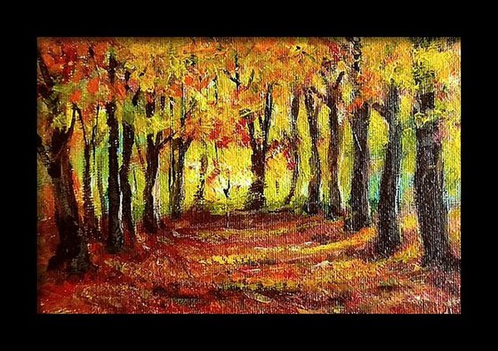 Golden Autumn Woods Landscape