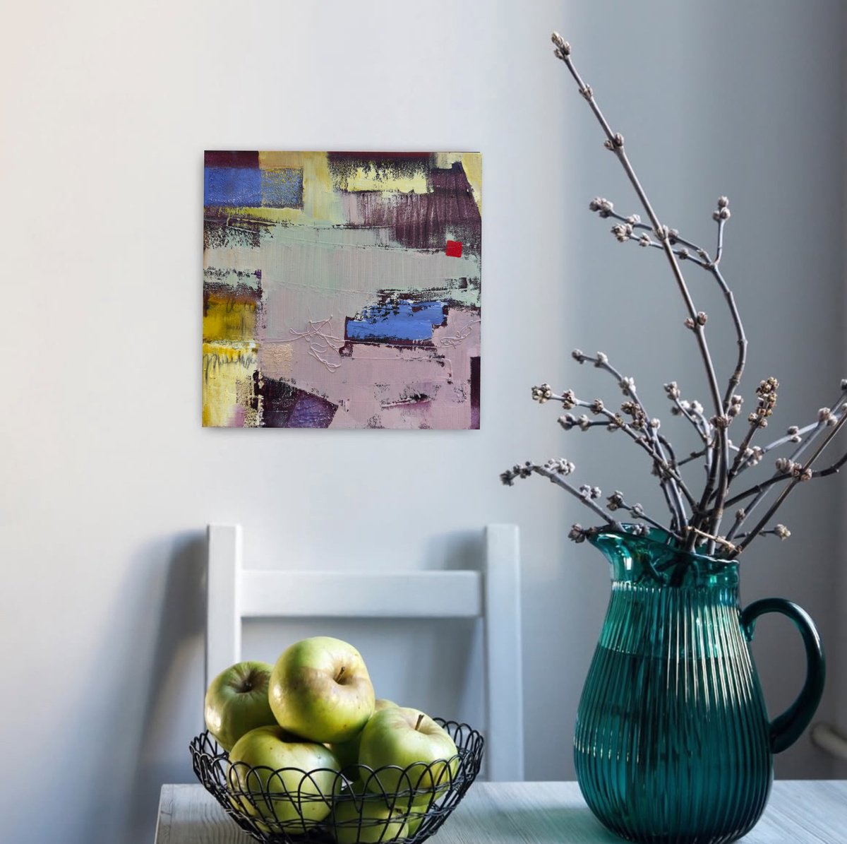 Abstract Oil Painting By Olha Laptieva, 11 X 11", Accidental Connections 2S, Original Artwork