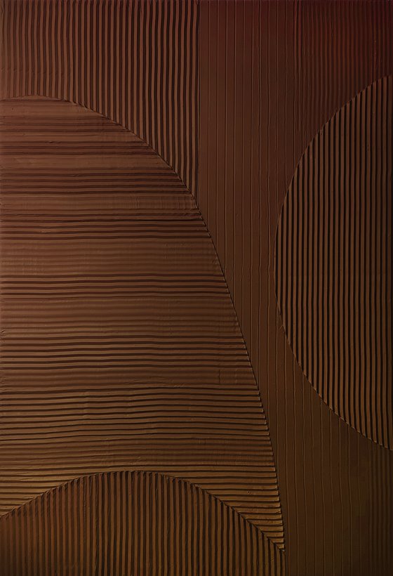 "Brown Field 5" Brown abstract high textured