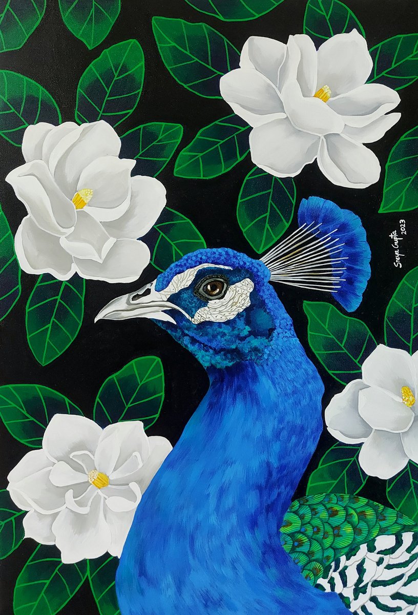 Photorealistic Animal Acrylic Painting By Sreya Gupta, 20 X 30", Nocturnal Brilliance Iv, Original Artwork