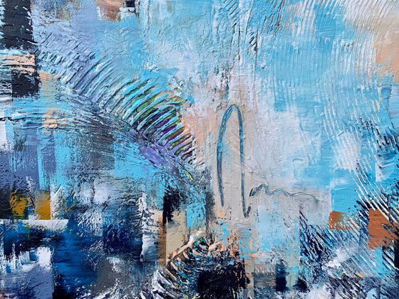 Mysterious Blue - XL LARGE,  TEXTURED ABSTRACT ART – EXPRESSIONS OF ENERGY AND LIGHT. READY TO HANG!