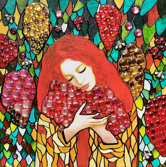 Ginger woman and red grape
