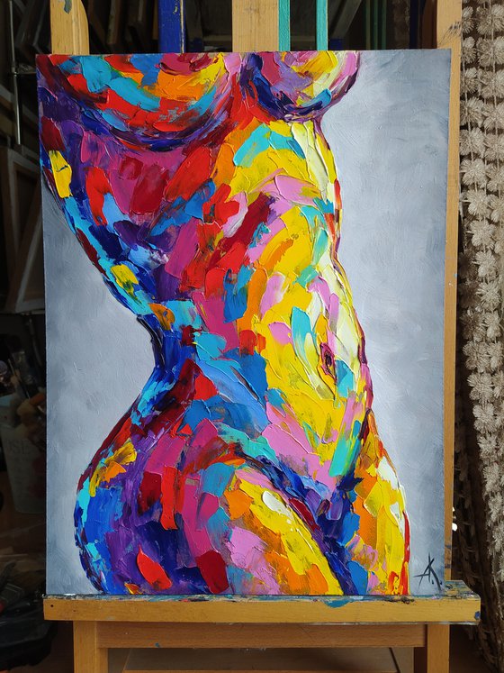 Body curves - nude, erotic, gift for him, gift for man, nu body, woman, woman body, oil painting