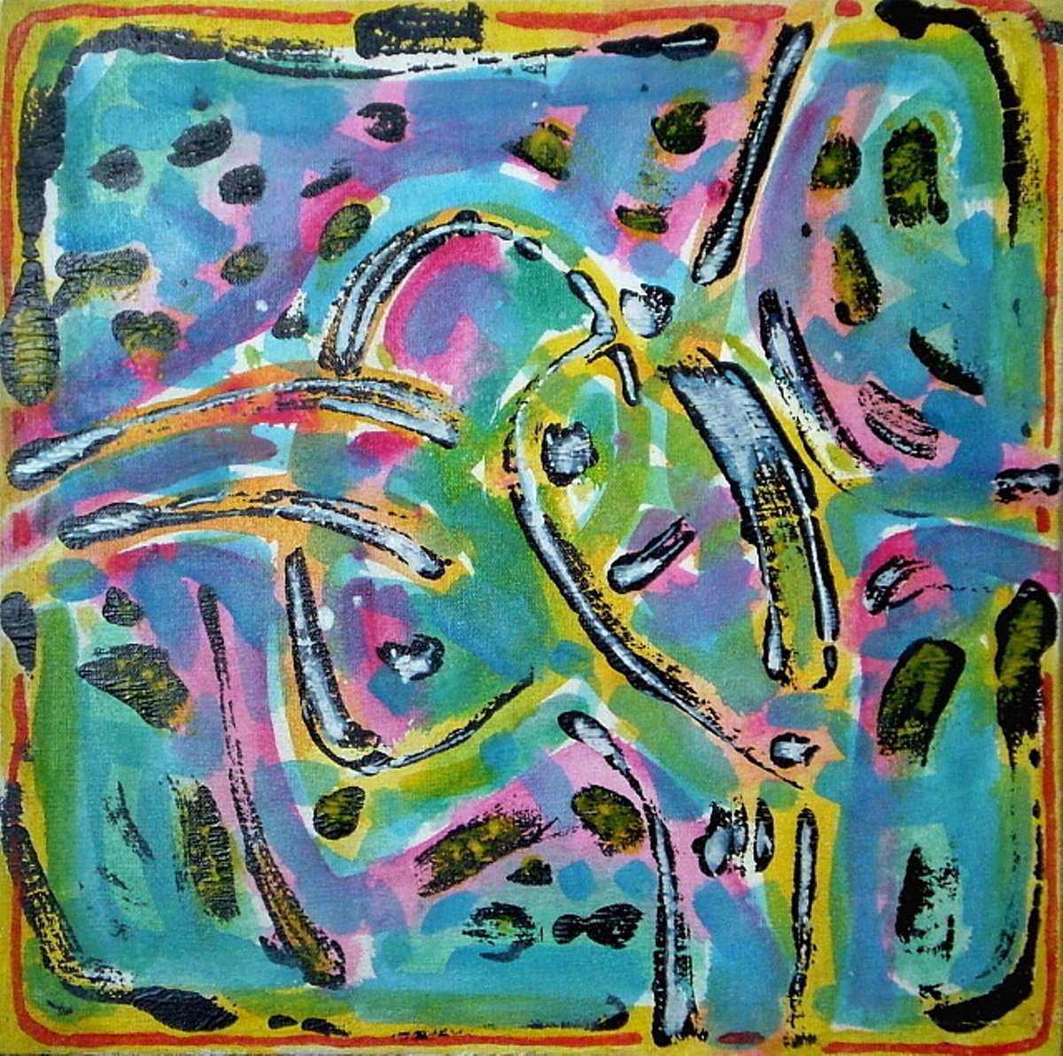 Abstract Acrylic Painting By Stanislav Bojankov, 16 X 16", Heart-I, Original Artwork