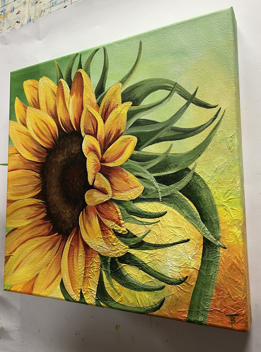 Botanical Acrylic Painting By Tiffany Budd, 16 X 16", A Burst Of Sunshine, Original Artwork