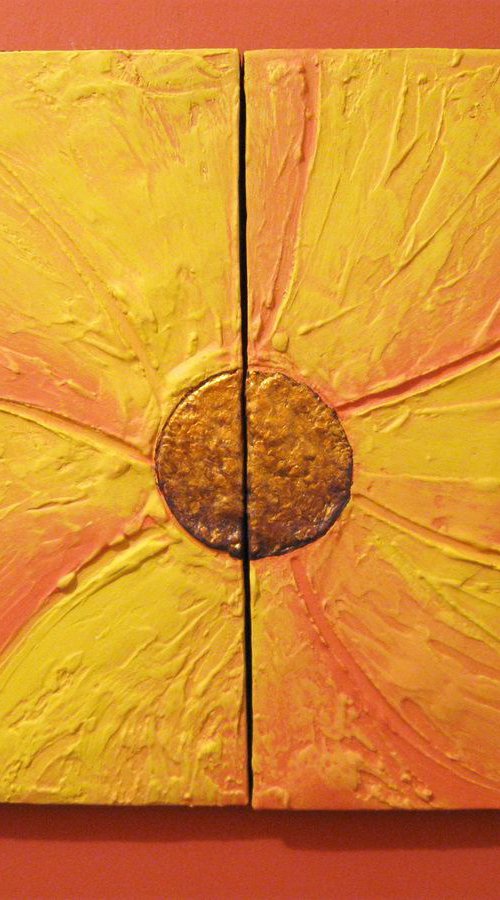 original abstract flower painting art canvas - 23 x 16 inches by Stuart Wright