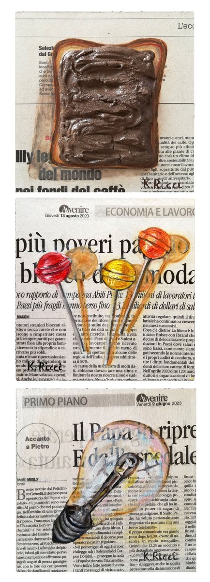 Impressionistic Still Life Oil Painting By Katia Ricci, 6 X 6", News-Inspired Treats, Original Artwork