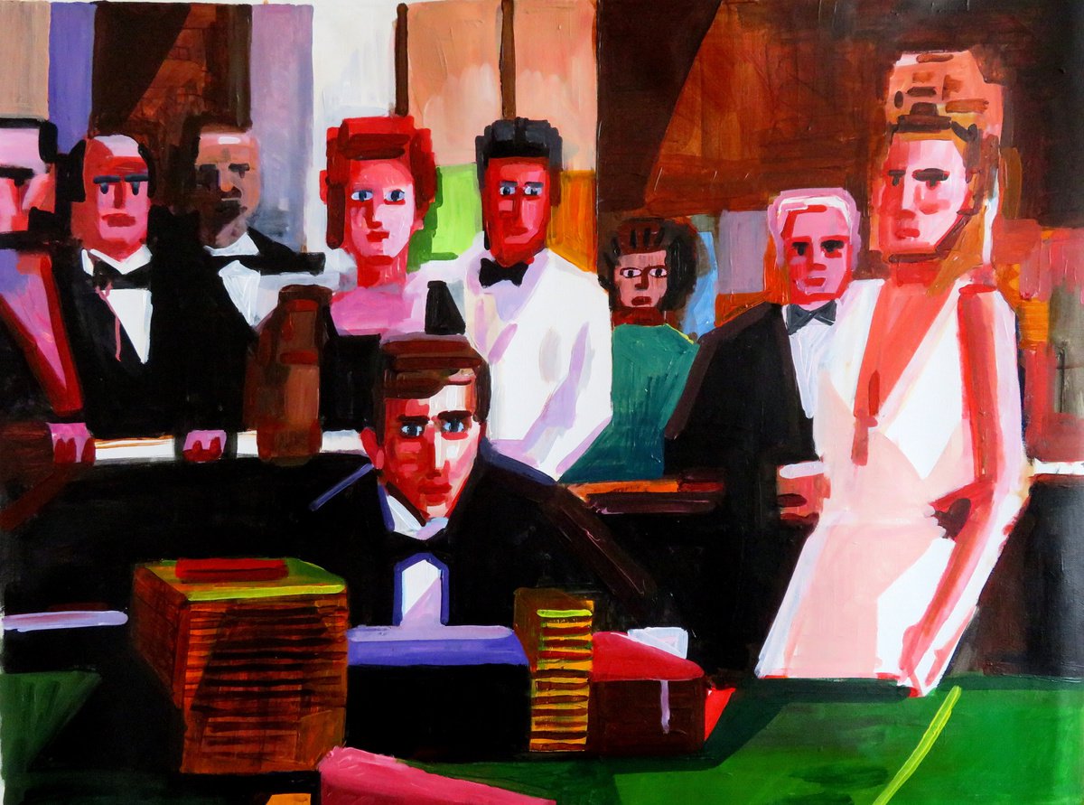 Impressionistic Portrait Acrylic Painting By Stephen Abela, 40 X 30", Casino Royal 3, Original Artwork