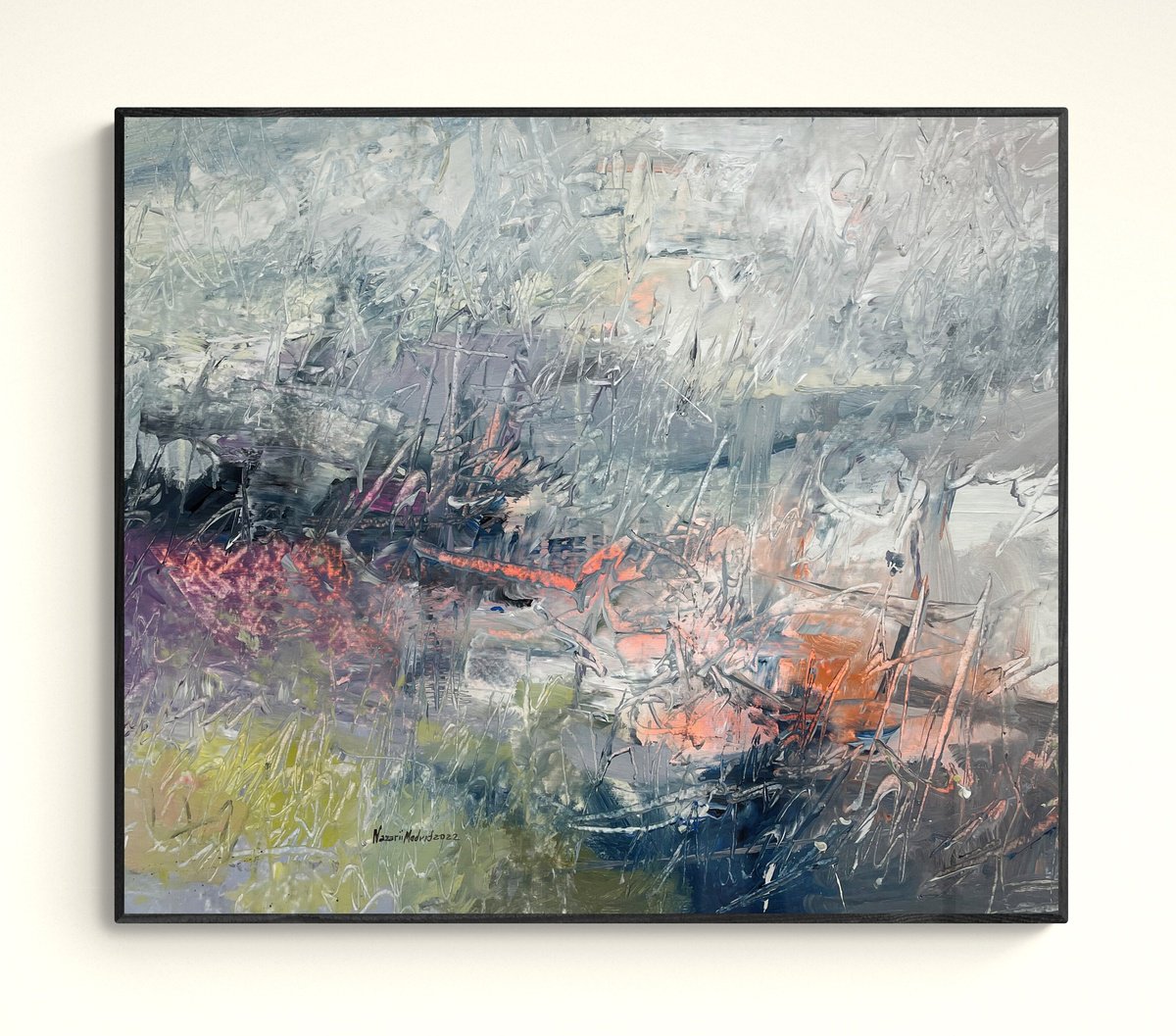 Abstract Acrylic Painting By Nazarii Medvid, 37 X 31", Association 244, Original Artwork