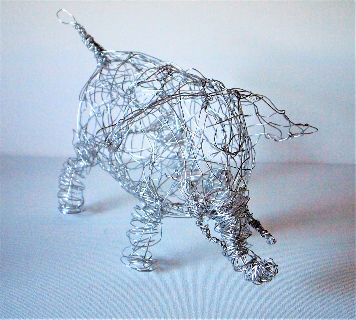 Silver wire Egbert Elephant sculpture by Steph Morgan