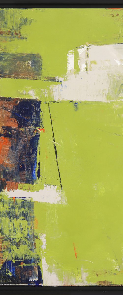 Bold abstract painting Olive Orange Black by Bo Kravchenko