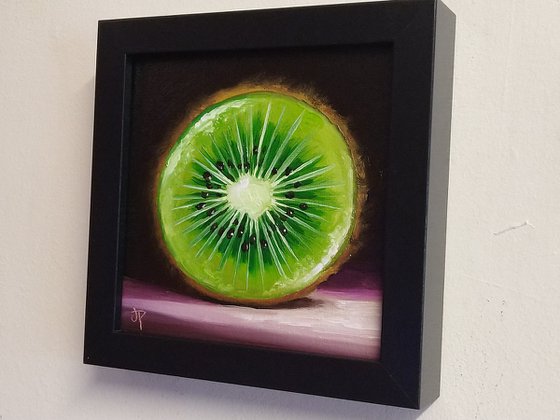 Kiwi slice   framed still life