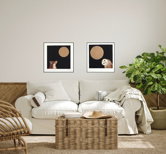 Midnight Fox and Midnight Owl Printset