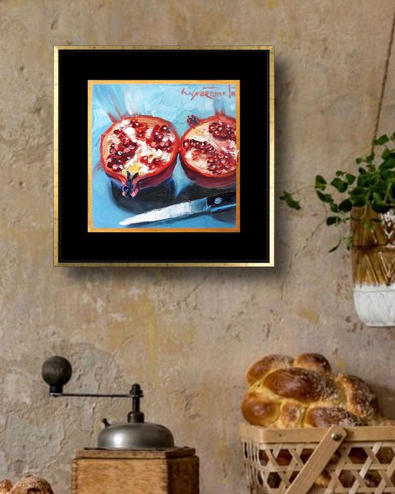 ‘POMEGRANATE HALVES’ - Oil Painting on Panel Ready to Hang