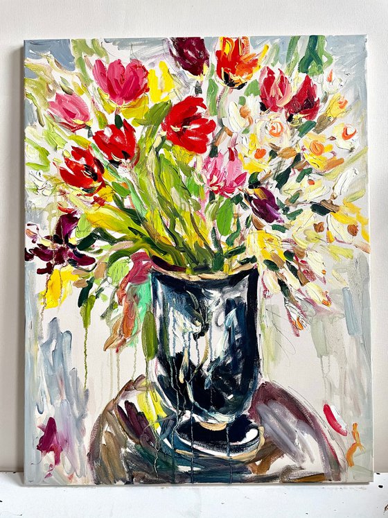 Tulips in a vase.