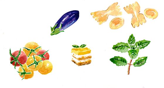Watercolour foods