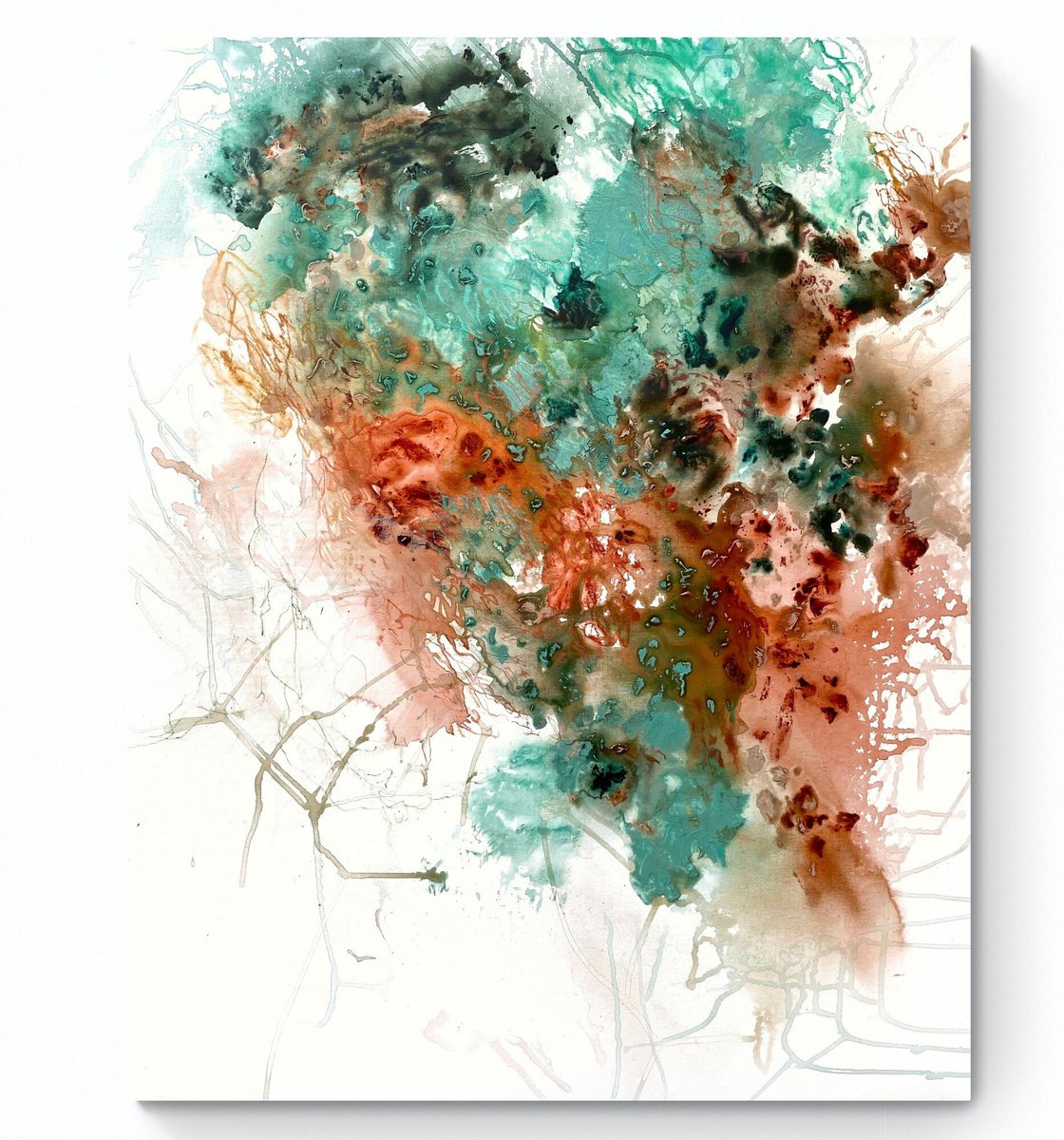 Abstract Painting By Cristina Dalla Valentina, 31 X 39, Winter By The Sea 14, Original Artwork