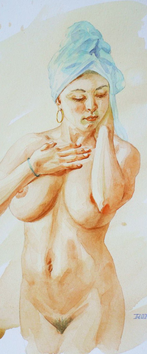 watercolour- female nude girl #16-5-3-01 by Hongtao Huang