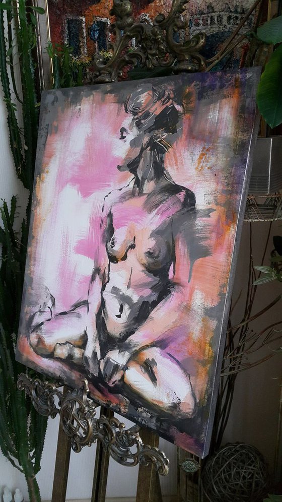 Abstract Painting, Nude woman, art erotic, Nude girl, acrylic Nude lady - Everything can happen again