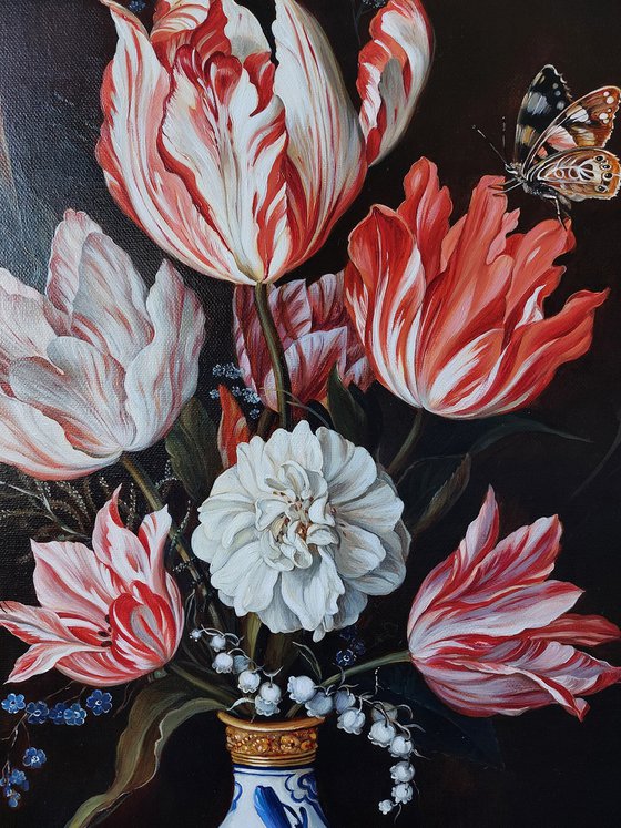 Still Life of Tulips in Vase