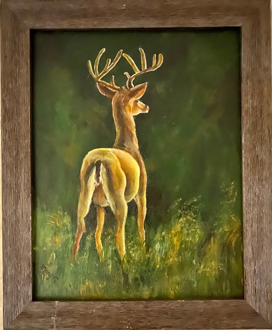 Realistic and Dazzling Where is the Hunter 11x14 Oil painting fully framed