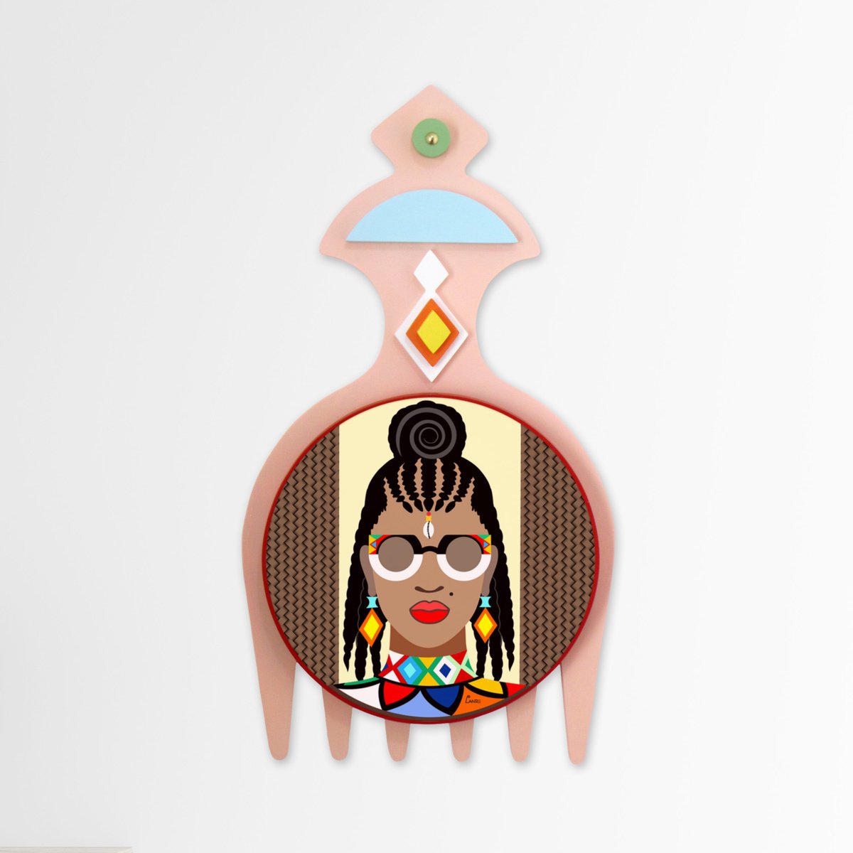 Urban And Pop Portrait Sculpture By Lanre Adefioye, 13 X 24", Rooted In Beauty I, Original Artwork