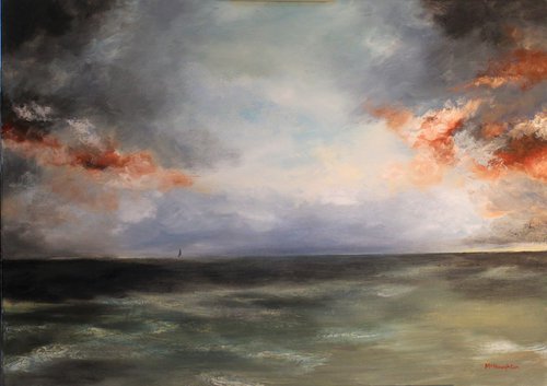 Seascape with Sail by Michael McNaughton