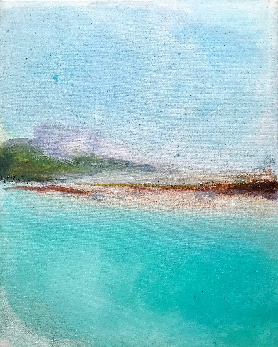 Abstract Painting By Henrieta Angel, 16 X 20, Summer Vibes, Original Artwork