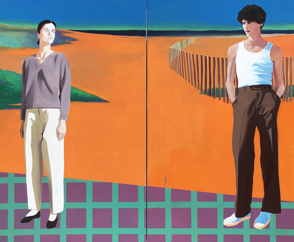 Urban And Pop Portrait Oil Painting By Kujbus Janos, 71 X 59", Paved Road, Original Artwork