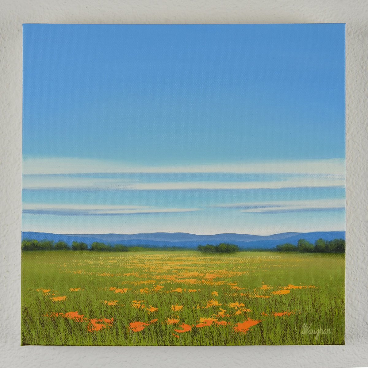 Impressionistic Landscape Oil Painting By Suzanne Vaughan, 12 X 12", Summer Blooms, Original Artwork