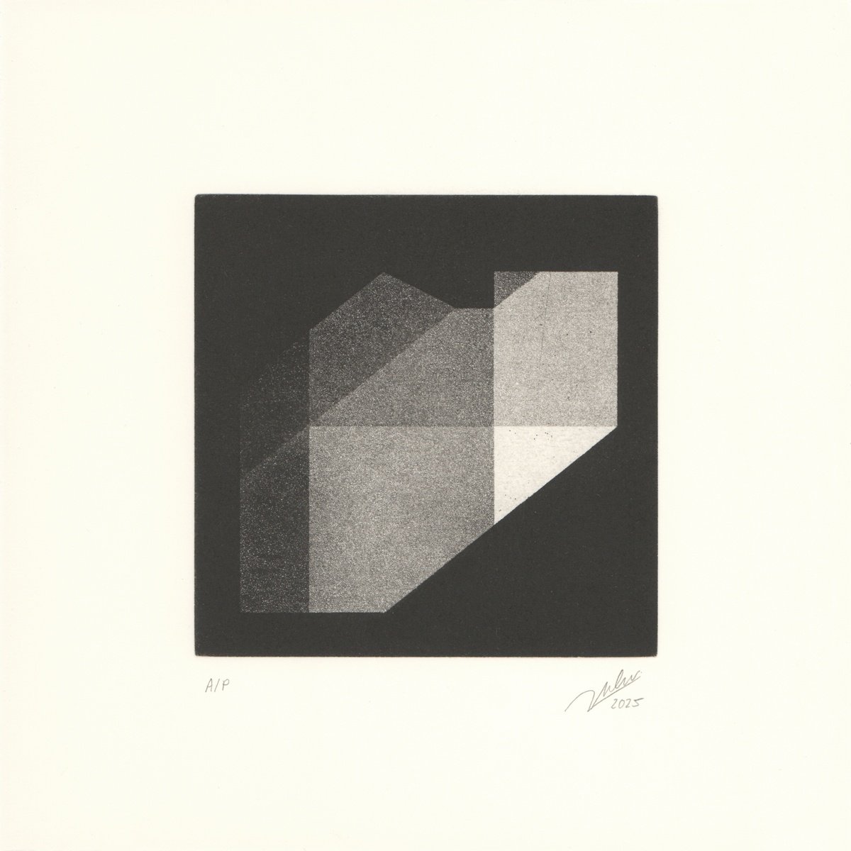 Geometric Abstract Etchings & Engravings By Richard Marsden, 9 X 9", Delphium, Original Artwork