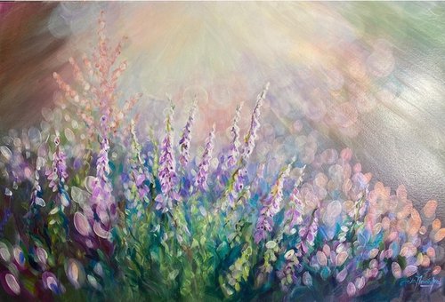 'Essence of Bring'- Winter Heather Flower Painting by Anita Nowinska
