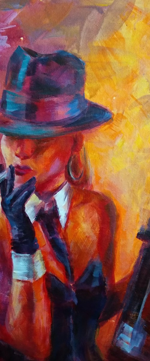 Beautiful. Dangerous. Hot. Acrylic Expressive Woman Portrait by Anastasia Art Line