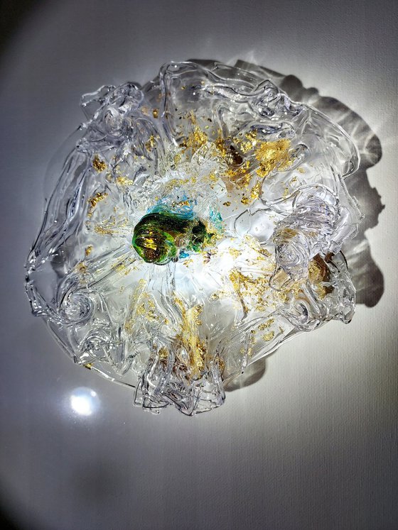 Glass Ocean Sculpture Gold