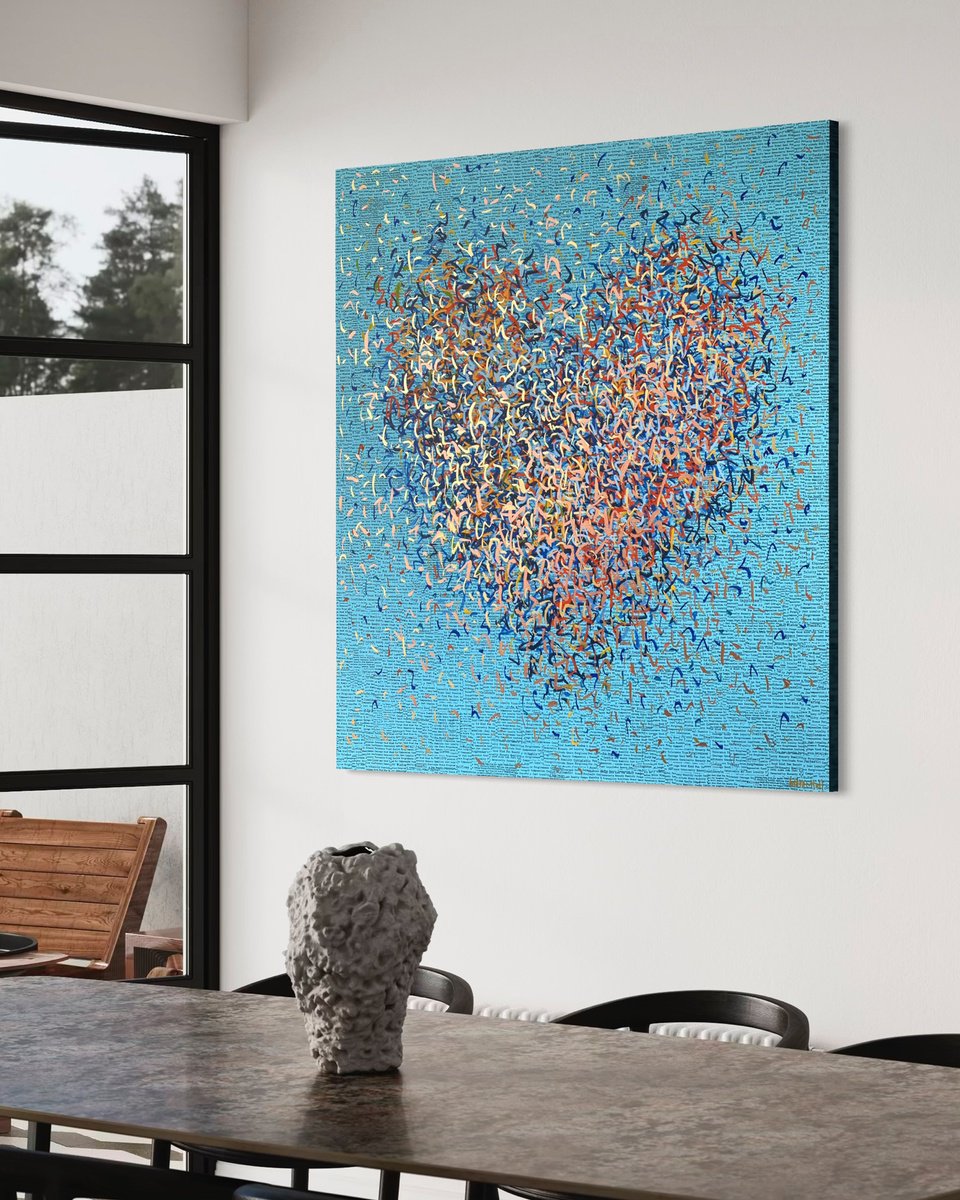 Impressionistic Painting , Optimist Heart Aqua By George Hall, 40 X 40, Artwork For Sale On Artfinder