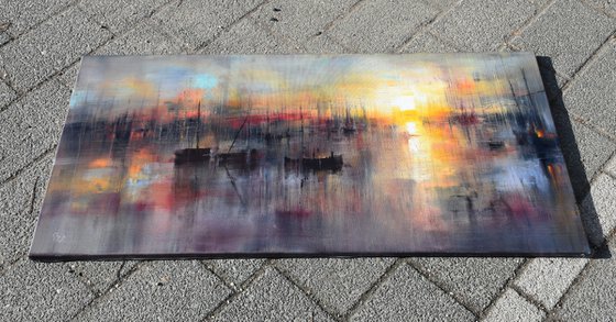 "Harbor of destroyed dreams - The sound of Ashes" W 120 x H 60 cm