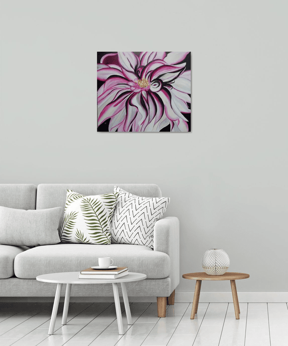 Dahila, original canvas oil art, wall decor for home, gift idea