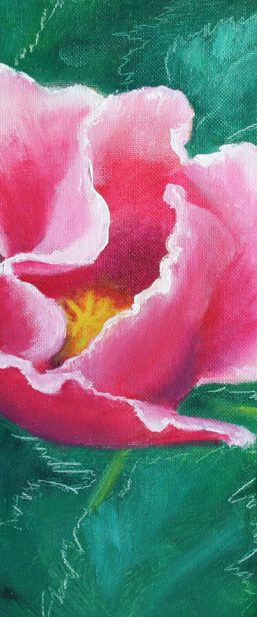 Pink Poppy - Flower portrait /  ORIGINAL PAINTING by Salana Art Gallery