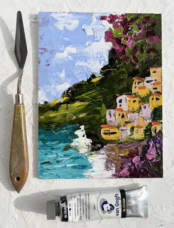 Positano original oil impasto painting