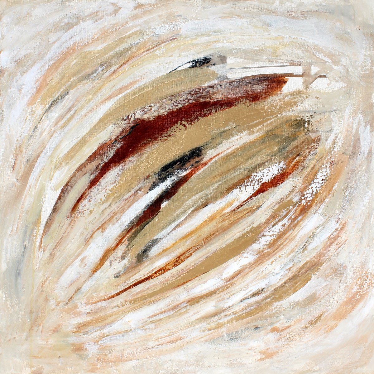 Abstract Acrylic Painting By Martina Boycheva, 31 X 31", Mocha Winter, Original Artwork