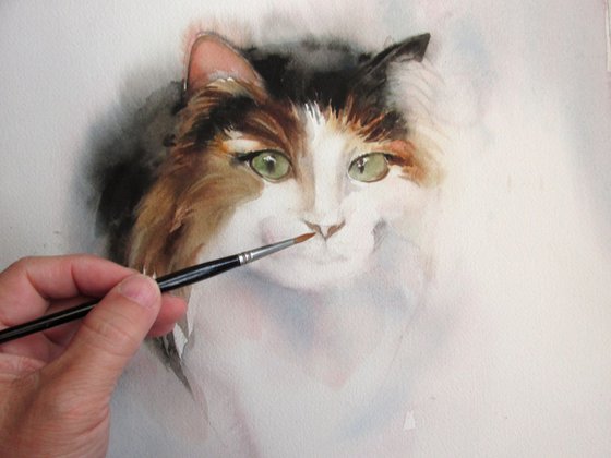 a painting a day #43 "cat watercolor'