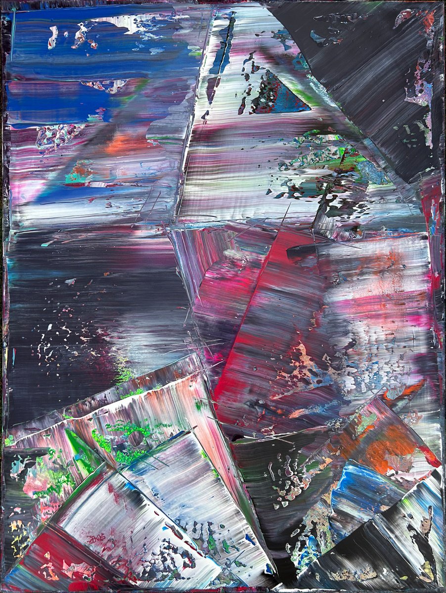 Expressive Abstract Acrylic Painting By Preston M. Smith (Pms), 36 X 48", "Toxic", Original Artwork