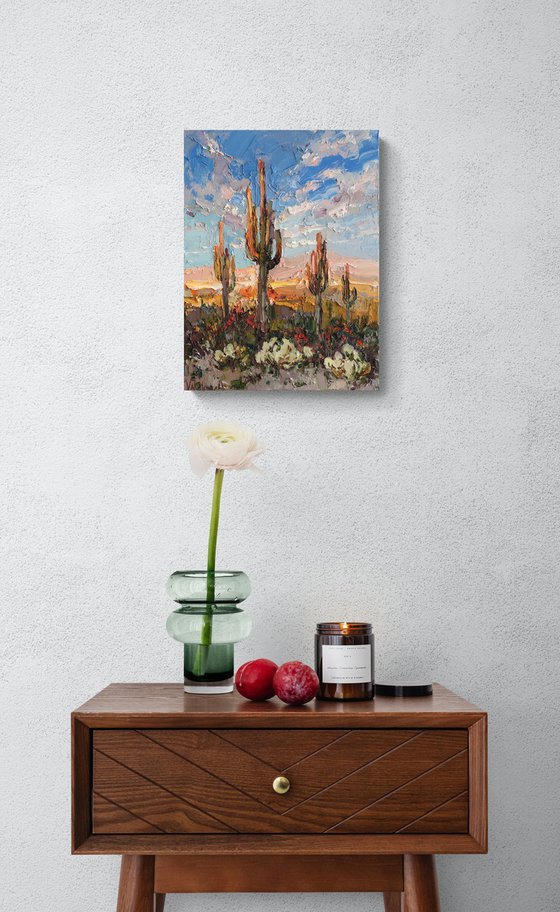 Cactus Desert at Sunset