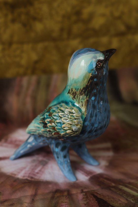 Blue Birdy. Ceramic sculpture